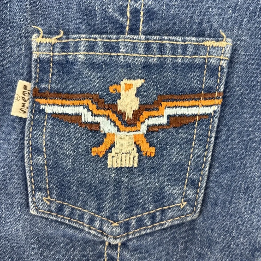 Vintage Levis White Tab Kids Embroidered Denim Vest Toddler USA‎ 70s RARE FIND